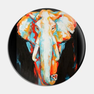 Oil elephant portrait painting in multicolored tones. Pin