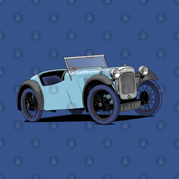 Austin Seven Car in Sky Blue by Webazoot