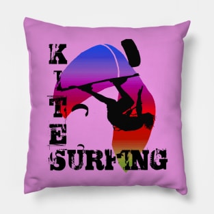 Kite Surfing WIth Freestyle Kitesurfer And Kite 4 Pillow