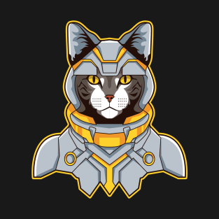 Cat Cyborg Illustration T-Shirt