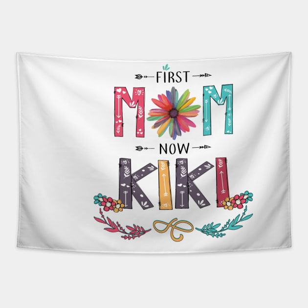 First Mom Now Kiki Wildflowers Happy Mothers Day Tapestry by KIMIKA