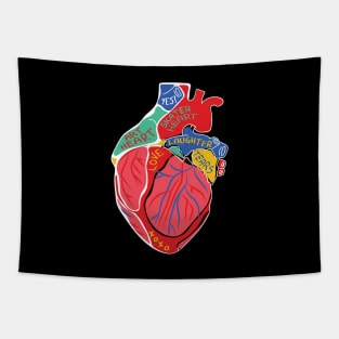 Big Colorful Skater Heart Tapestry