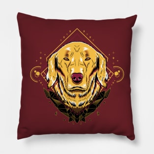 golden retriever geometric face Pillow