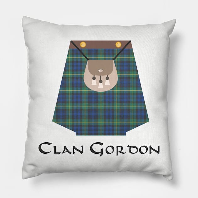 Scottish Clan Gordon Tartan Kilt Highlands Pillow by Grassroots Green