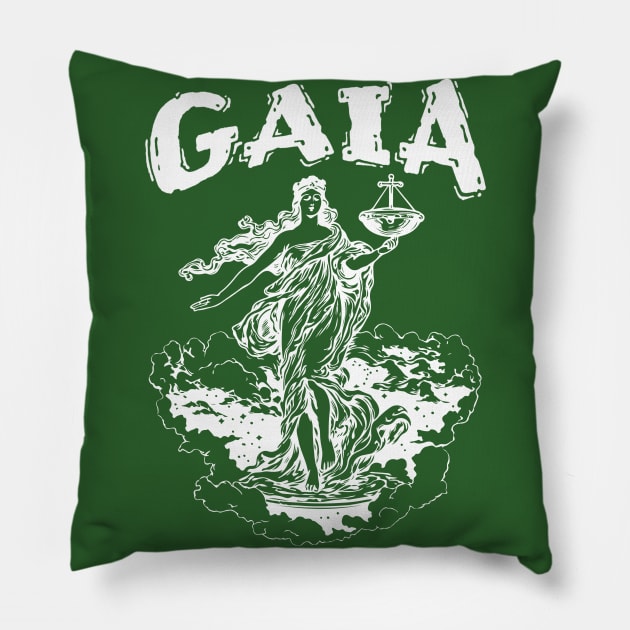 Gaia Mother Earth Pillow by Ray Crimson