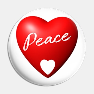 Peace in a 3D red heart Pin