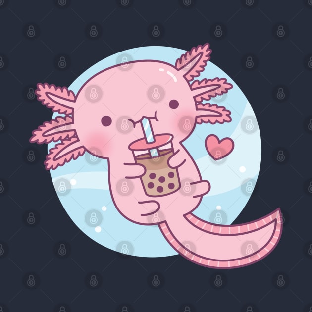 Cute Axolotl Loves Bubble Tea by rustydoodle