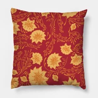 flower pattern orange yellow red aesthetic Pillow