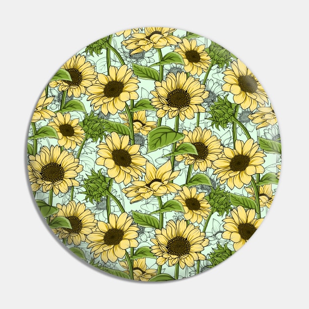 Sunflowers Pattern Pin by Designoholic