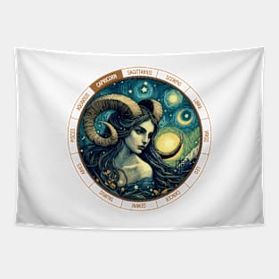 ZODIAC Capricorn - Astrological CAPRICORN - CAPRICORN - ZODIAC sign - Van Gogh style - 7 Tapestry