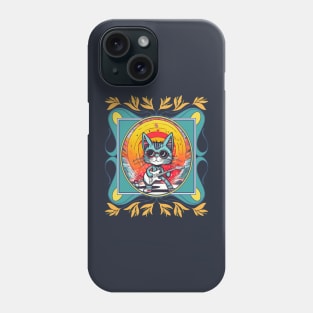 Rock and Roll Cat playing guitar Phone Case