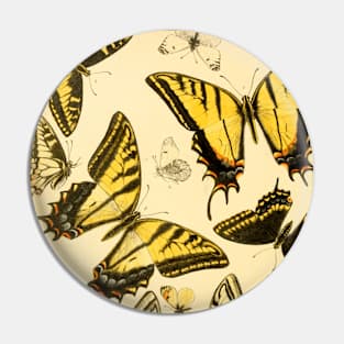 Yellow Butterfly Vintage Botanical Illustration Pin