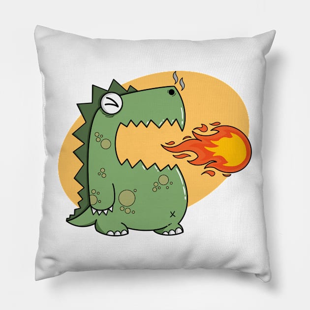 Angry Dino Pillow by Innsmouth