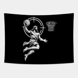 Funny Basketball Retro Jesus Player Tapestry