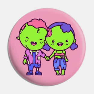 Cute Kawaii Zombie Couple Cartoon Pin