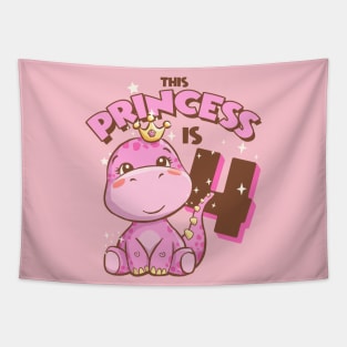 This Princess is 4 Girls 4th Birthday Pink Dinosaur Party Tapestry