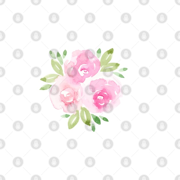 Watercolor Roses and Peonies in delicate Pinks by Harpleydesign