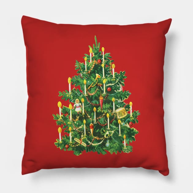 Vintage Christmas Tree Pillow by EmoteYourself