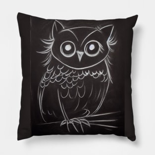 Cute Owl Drawing Pillow