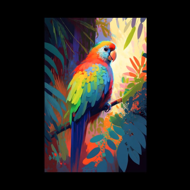 Parrot Bird Animal Portrait Painting Wildlife Outdoors Adventure by Cubebox