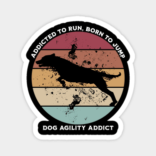 Retro Sunset Dog Agility Addicted to Run, Born to Jump Magnet