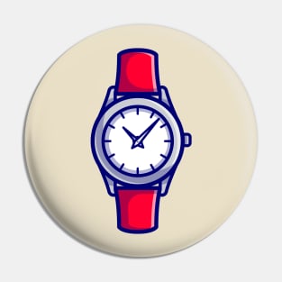 Wristwatch Cartoon Illustration Pin