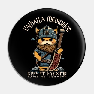 Nordic Norse Valhalla Viking Cat Warrior Pin