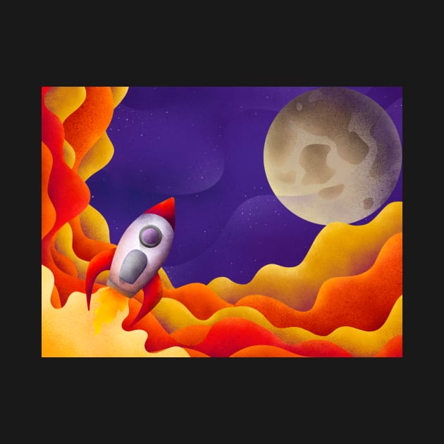 Spaceship Flying to the Moon by Copenhagen Graphics