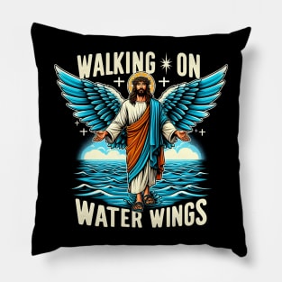 Walking on Water Wings, Jesus walks on the water with wings Pillow