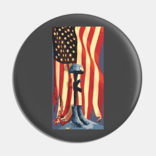 Fallen Soldier with Flag Pin