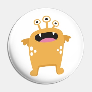 Cute three eyed monster character cartoon Pin