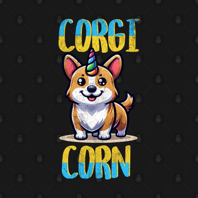 Corgi Corn Funny Dog Unicorn Cartoon Kawaii by Lavender Celeste