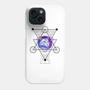 Sacred Geometry Galaxy Cat Phone Case