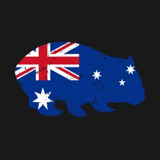 Wombat Australia Australian Flag Vintage Look T-Shirt