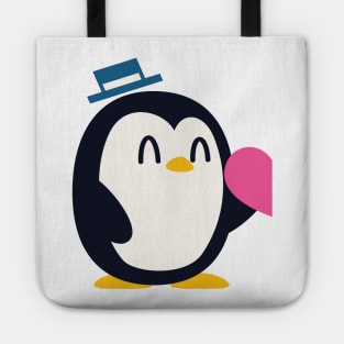 Cute Penguin Boy with Half of Heart Tote