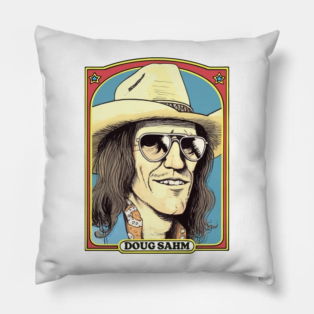 Doug Sahm -- Retro Illustration Fan Artwork Pillow by DankFutura