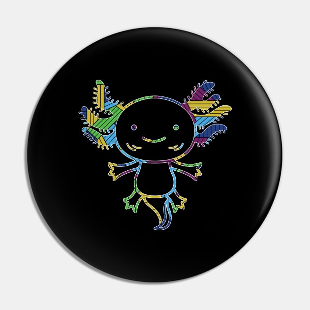 Funny Axolotl Amphibians Colourful T-shirt Pin by thefriendlyone