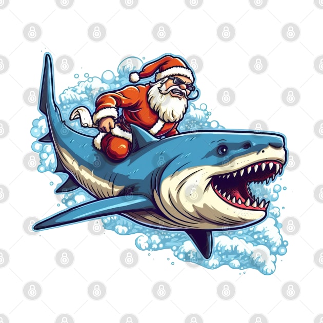 Santa Claus riding a shark by RosaliArt