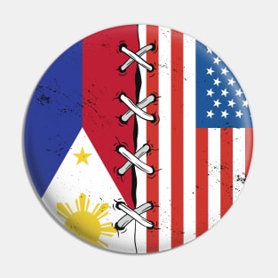 Filipino American Pride with US and Philippines Flag Pin