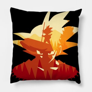 Beautiful Sunset Silhouette - The Son in the Red Forest Pillow
