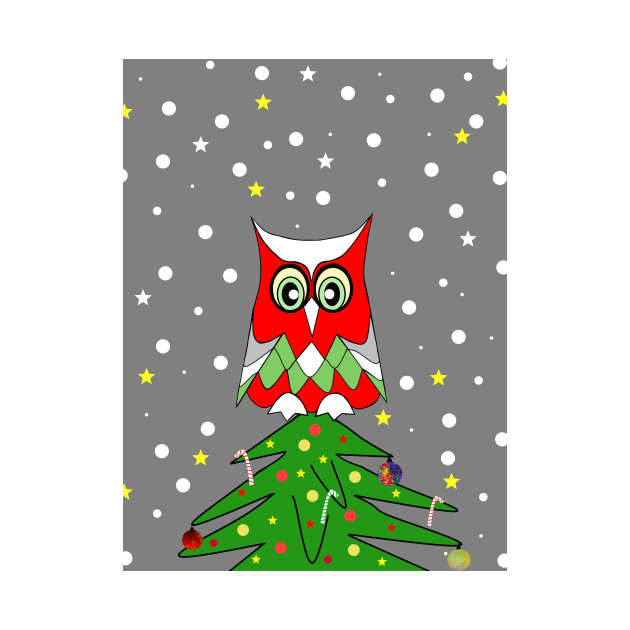 TREE Top Christmas Owl by SartorisArt1