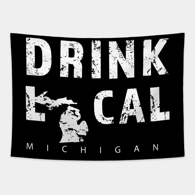 Drink Local Michigan Craft Beer MI Great Lakes State Tapestry by Get Hopped Apparel