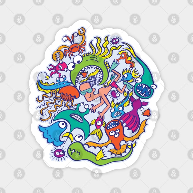 Strengthen friendship bond with weird and dangerous sea creatures Magnet by zooco