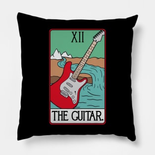 Guitar Tarot Card Funny - Rock and Roll Vintage Jazz Guitarist Pillow