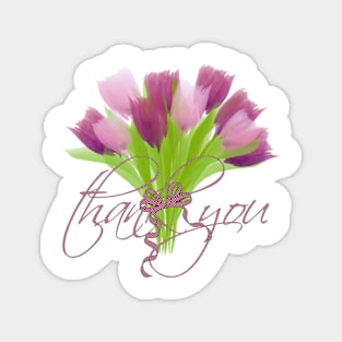 Bright Pink Tulips Thank You Magnet