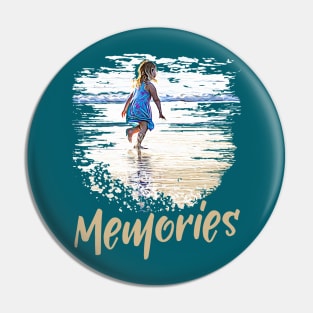 Memories - Little girl playing on the beach Pin