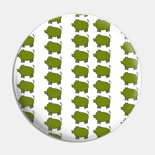 Green Pig Pattern Pin by ellenhenryart