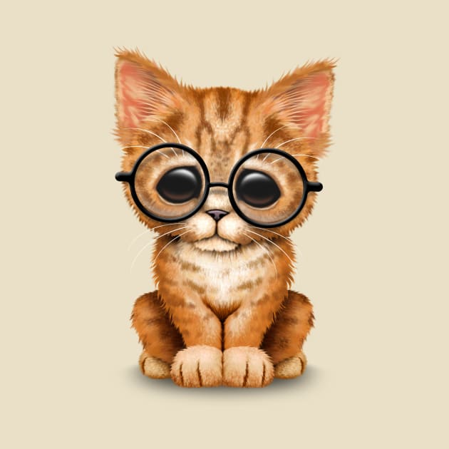 Cute Orange Tabby Kitten Wearing Eye Glasses by jeffbartels