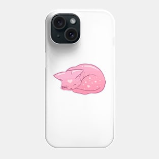 Sleeping Kitty - Pink Hearts Phone Case