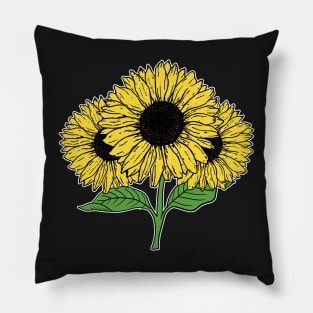 Yellow Sun Flower Hand Drawn Gardening Gift Pillow